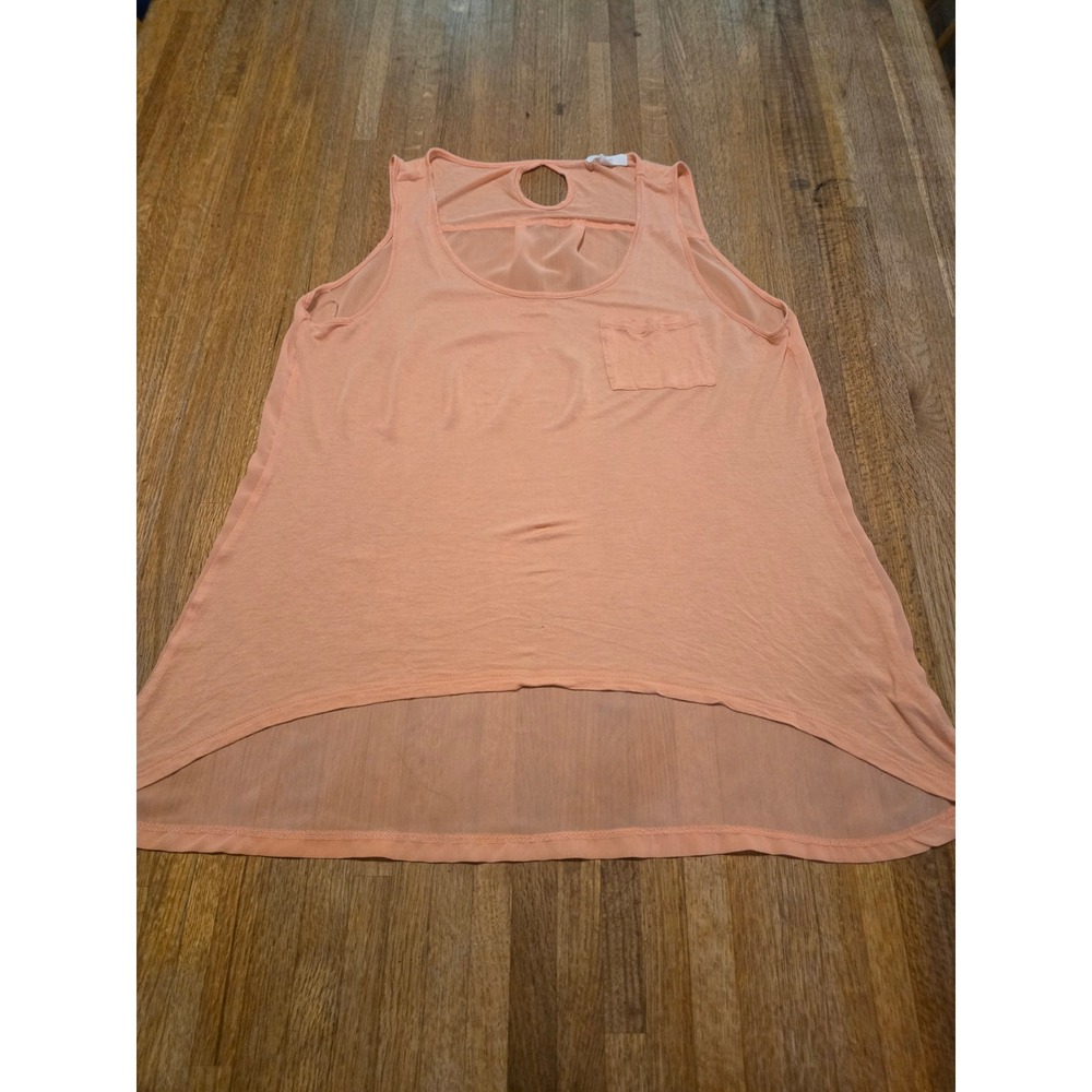 E&M Women Medium‎ Peach High Low Sleeveless Keyhole Back Pocket Tank Top